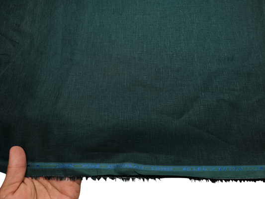100% Pure European Linen 60 LEA Shirting Fabric (Dark Green, Plain)
