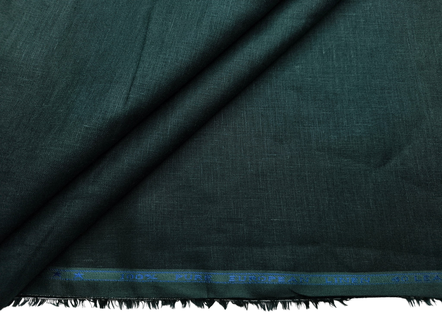 100% Pure European Linen 60 LEA Shirting Fabric (Dark Green, Plain)