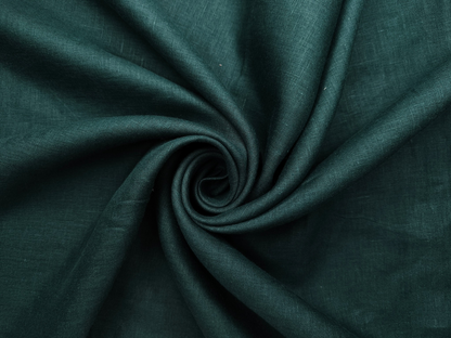 100% Pure European Linen 60 LEA Shirting Fabric (Dark Green, Plain)