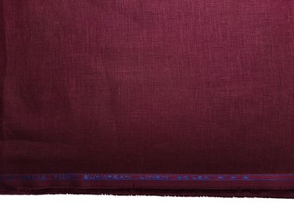 100% Pure European Linen 40 LEA Shirting Fabric (Maroon, Plain)