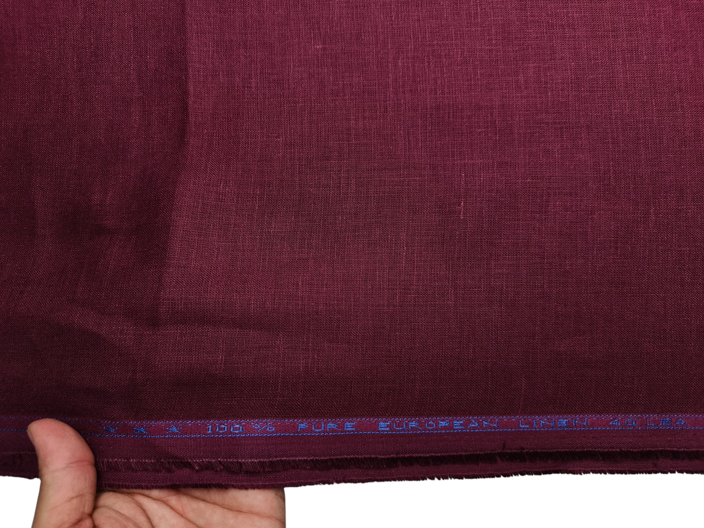 100% Pure European Linen 40 LEA Shirting Fabric (Maroon, Plain)