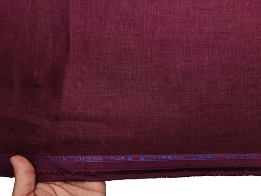 100% Pure European Linen 40 LEA Shirting Fabric (Maroon, Plain)
