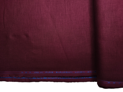 100% Pure European Linen 40 LEA Shirting Fabric (Maroon, Plain)