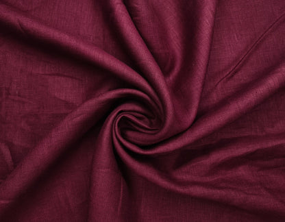 100% Pure European Linen 40 LEA Shirting Fabric (Maroon, Plain)