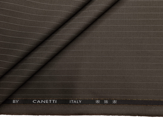 Canetti Italy Premium Stretched TR Suiting Fabric (Brown, Pinstripes)
