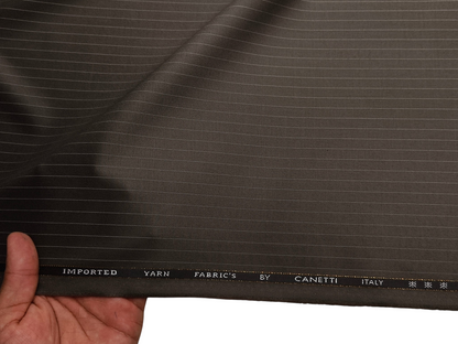 Canetti Italy Premium Stretched TR Suiting Fabric (Brown, Pinstripes)