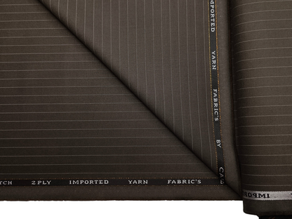 Canetti Italy Premium Stretched TR Suiting Fabric (Brown, Pinstripes)