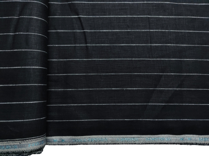 Murano Di Italia Italian Luxury Collection 100% Pure Linen 70 LEA Shirting Fabric (Black & White, Stripes)
