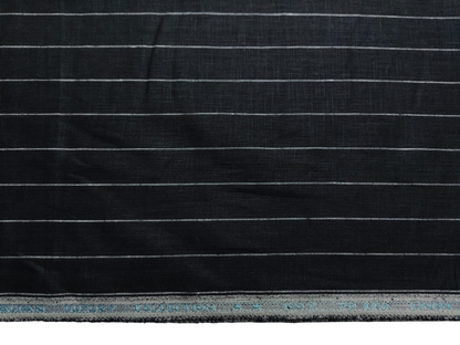 Murano Di Italia Italian Luxury Collection 100% Pure Linen 70 LEA Shirting Fabric (Black & White, Stripes)
