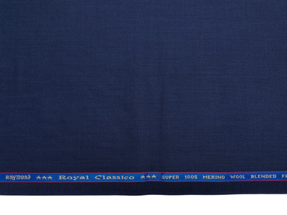Raymond Royal Classico Super 100's Merino Wool Blended Suiting Fabric (Classic Blue, Plain)