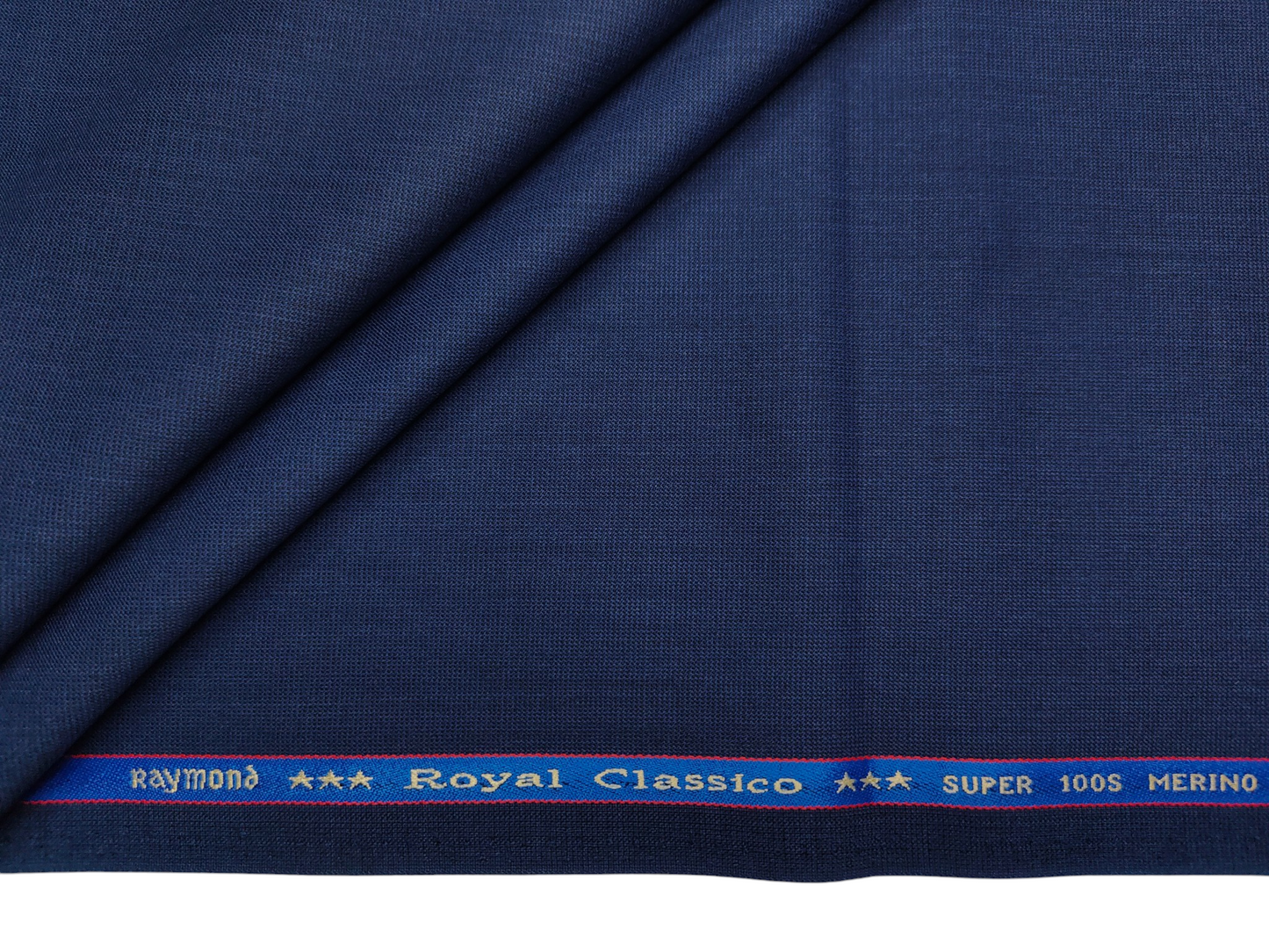 Raymond Royal Classico Super 100's Merino Wool Blended Suiting Fabric (Classic Blue, Plain)