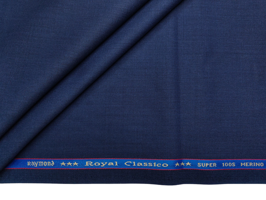 Raymond Royal Classico Super 100's Merino Wool Blended Suiting Fabric (Classic Blue, Plain)