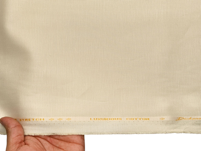 Dickens & Browne 100% Cotton Stretched Suiting Fabric (Cream , Textured)