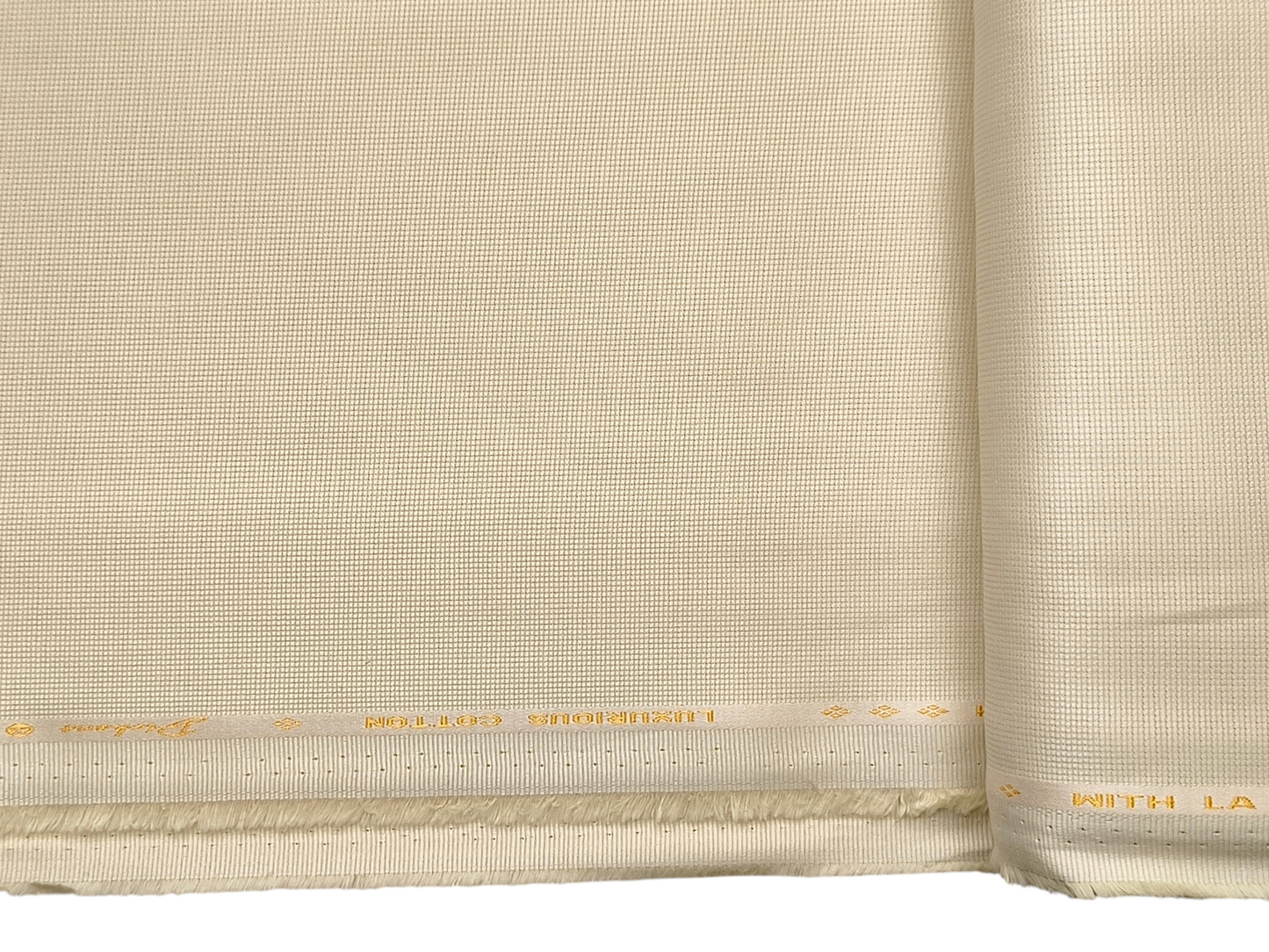 Dickens & Browne 100% Cotton Stretched Suiting Fabric (Cream , Textured)