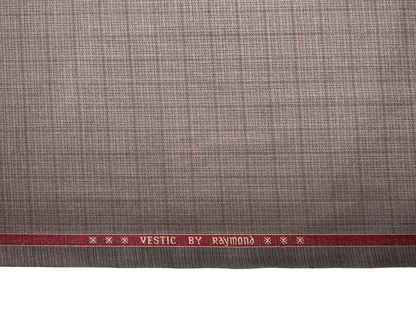 Raymond Vestic Polyester Viscose Blend Premium Suiting Fabric (Light Brown, Checks)