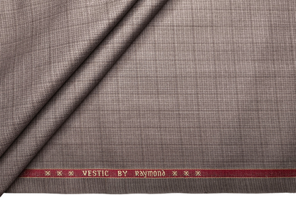 Raymond Vestic Polyester Viscose Blend Premium Suiting Fabric (Light Brown, Checks)