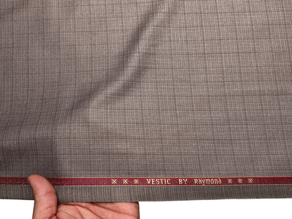 Raymond Vestic Polyester Viscose Blend Premium Suiting Fabric (Light Brown, Checks)