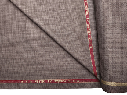 Raymond Vestic Polyester Viscose Blend Premium Suiting Fabric (Light Brown, Checks)