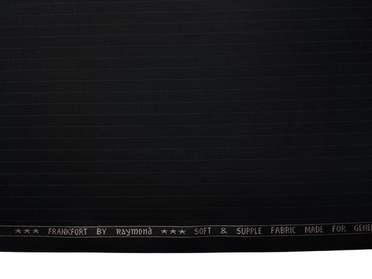 Raymond Frankfort Soft & Supple Polyester Viscose Blended Premium Suiting Fabric (Black, Pinstripes)