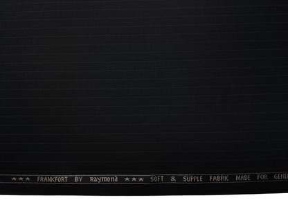 Raymond Frankfort Soft & Supple Polyester Viscose Blended Premium Suiting Fabric (Black, Pinstripes)