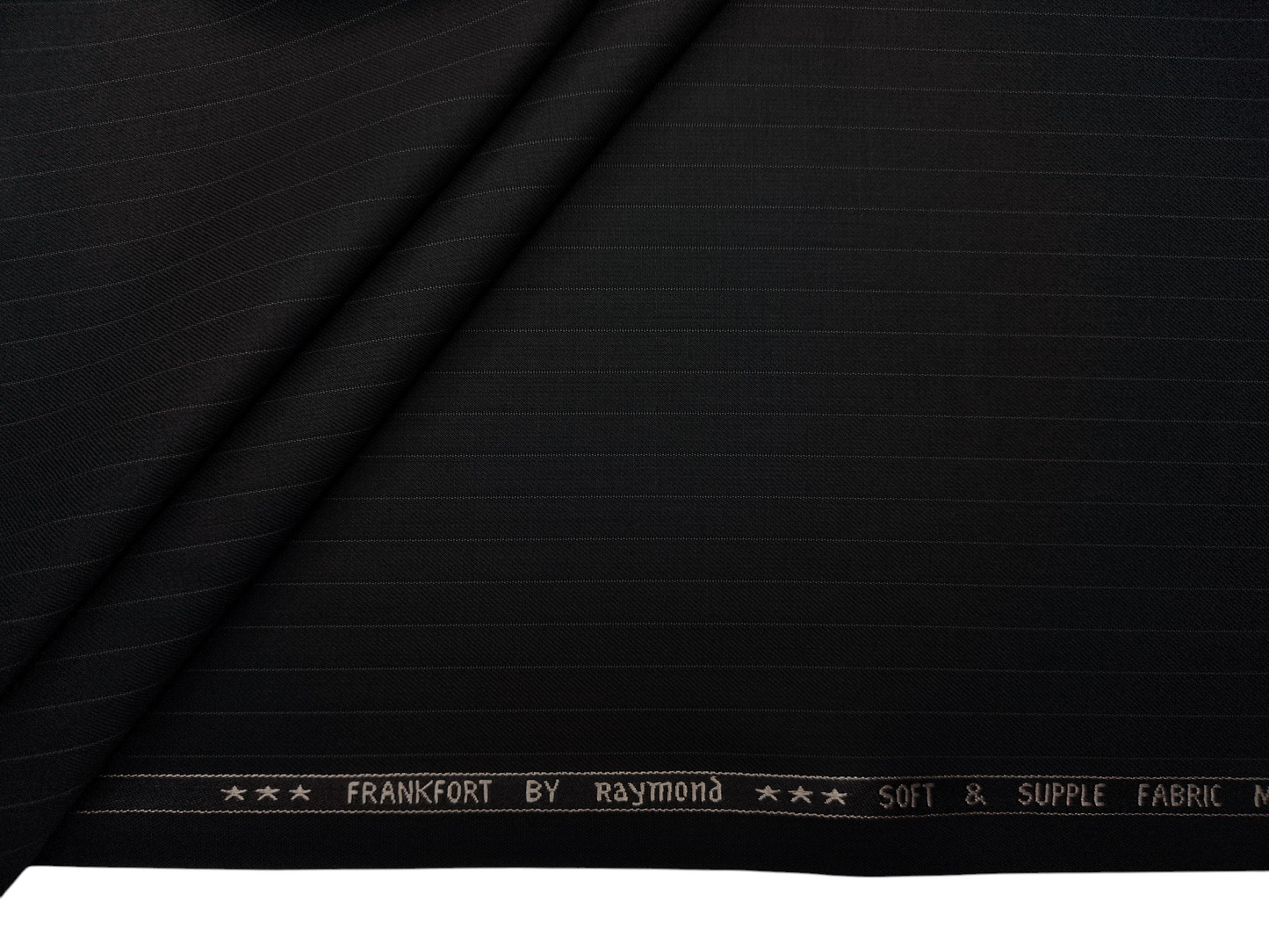 Raymond Frankfort Soft & Supple Polyester Viscose Blended Premium Suiting Fabric (Black, Pinstripes)