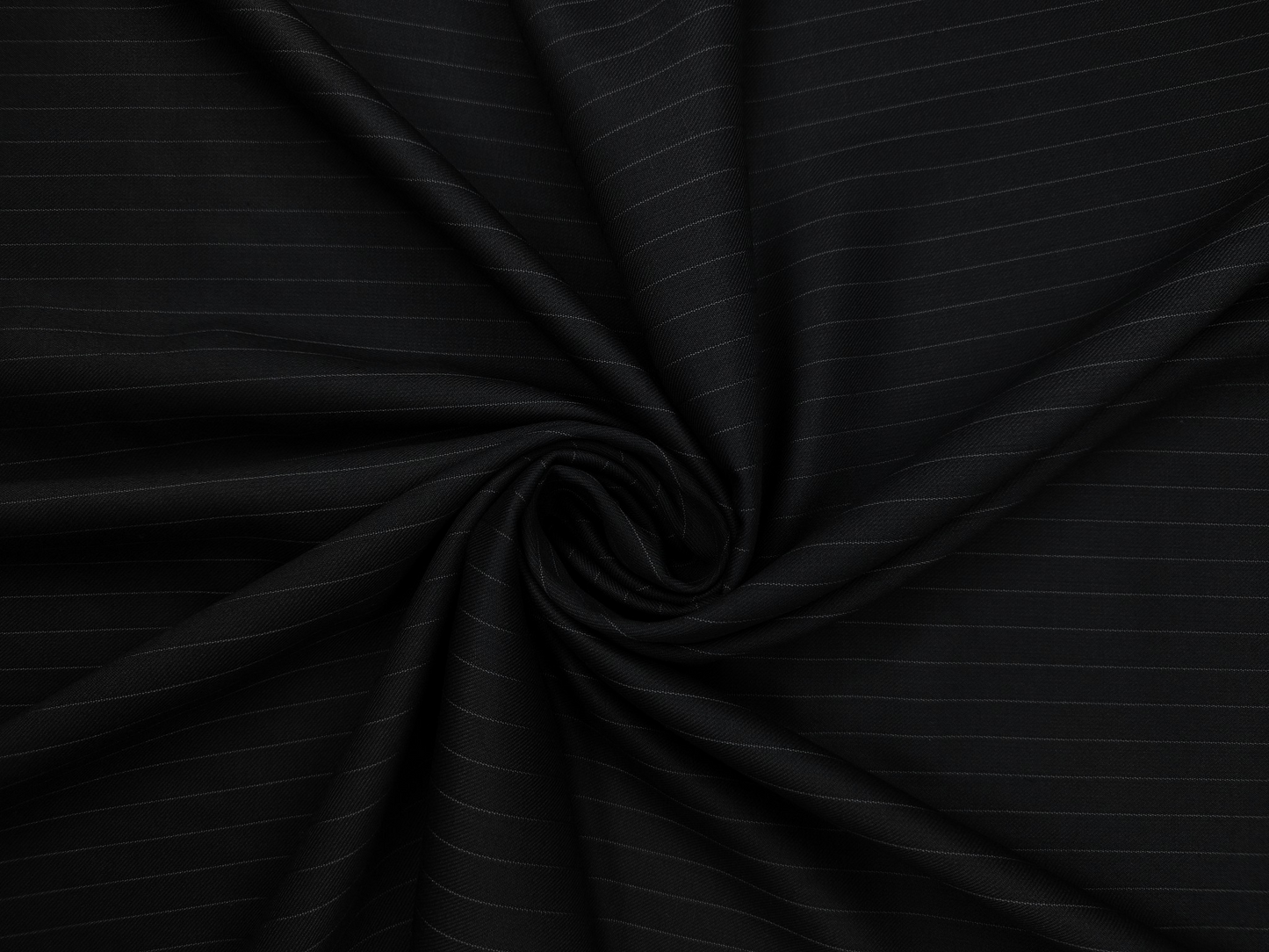 Raymond Frankfort Soft & Supple Polyester Viscose Blended Premium Suiting Fabric (Black, Pinstripes)