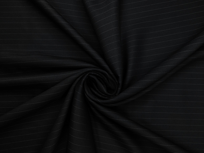 Raymond Frankfort Soft & Supple Polyester Viscose Blended Premium Suiting Fabric (Black, Pinstripes)