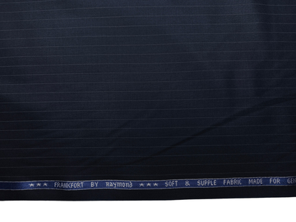 Raymond Frankfort Soft & Supple Polyester Viscose Blended Premium Suiting Fabric (Navy Blue, Pinstripes)