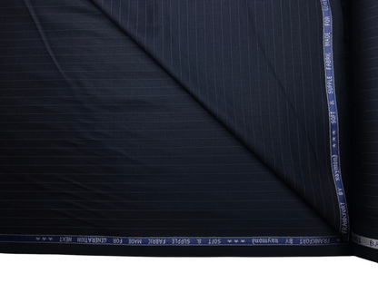 Raymond Frankfort Soft & Supple Polyester Viscose Blended Premium Suiting Fabric (Navy Blue, Pinstripes)
