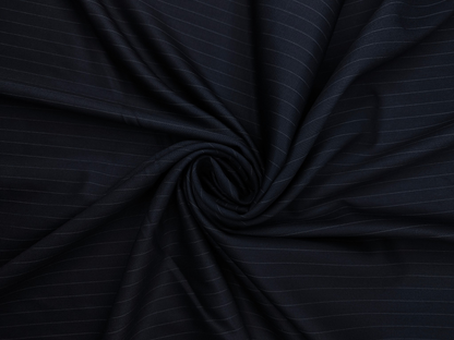 Raymond Frankfort Soft & Supple Polyester Viscose Blended Premium Suiting Fabric (Navy Blue, Pinstripes)