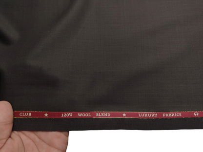 OCM Privilege Club Super 120s Merino Wool Blend Premium Suiting Fabric (Brown, Self Checks)