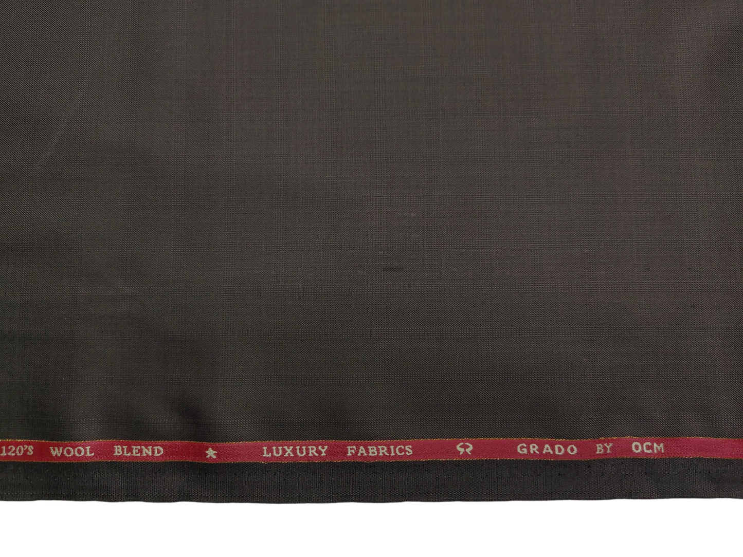 OCM Privilege Club Super 120s Merino Wool Blend Premium Suiting Fabric (Brown, Self Checks)