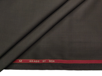OCM Privilege Club Super 120s Merino Wool Blend Premium Suiting Fabric (Brown, Self Checks)
