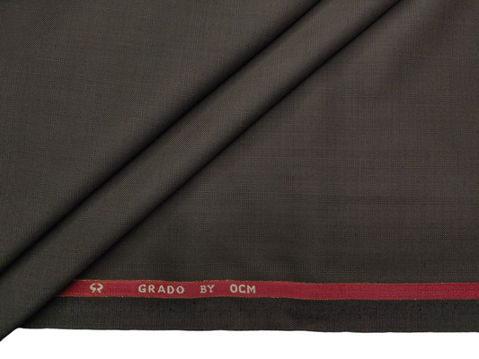 OCM Privilege Club Super 120s Merino Wool Blend Premium Suiting Fabric (Brown, Self Checks)
