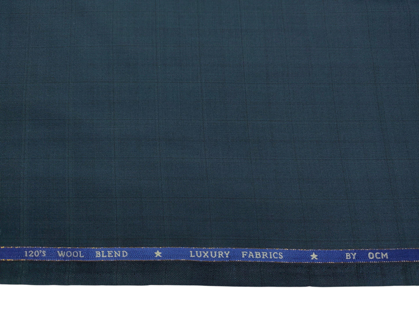 OCM Privilege Club Super 120s Merino Wool Blend Premium Suiting Fabric (Deep Teal Blue, Checks)