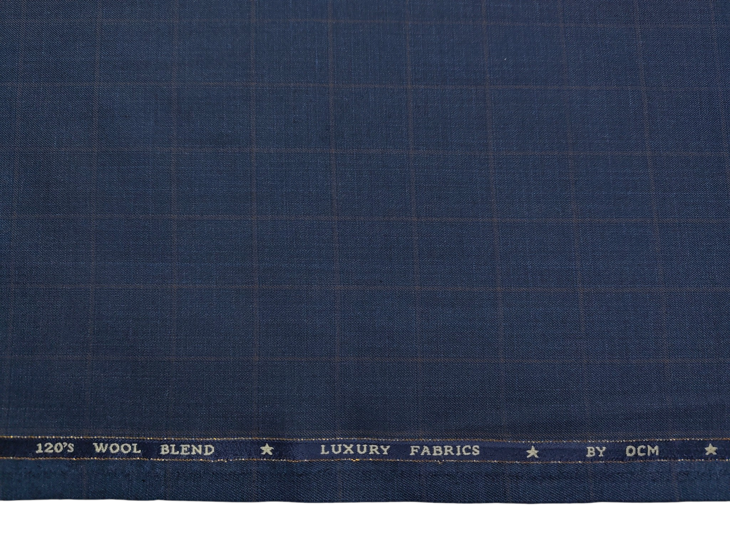 OCM Privilege Club Super 120s Merino Wool Blend Premium Suiting Fabric (Navy Blue, Checks)
