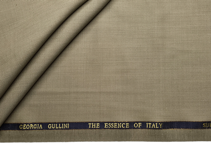 Georgia Gullini Italy Super 160s Wool Blended Premium Suiting Fabric (Warm Beige, Textured)