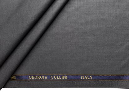 Georgia Gullini Italy Super 160s Wool Blended Premium Suiting Fabric (Metal Grey, Plain)