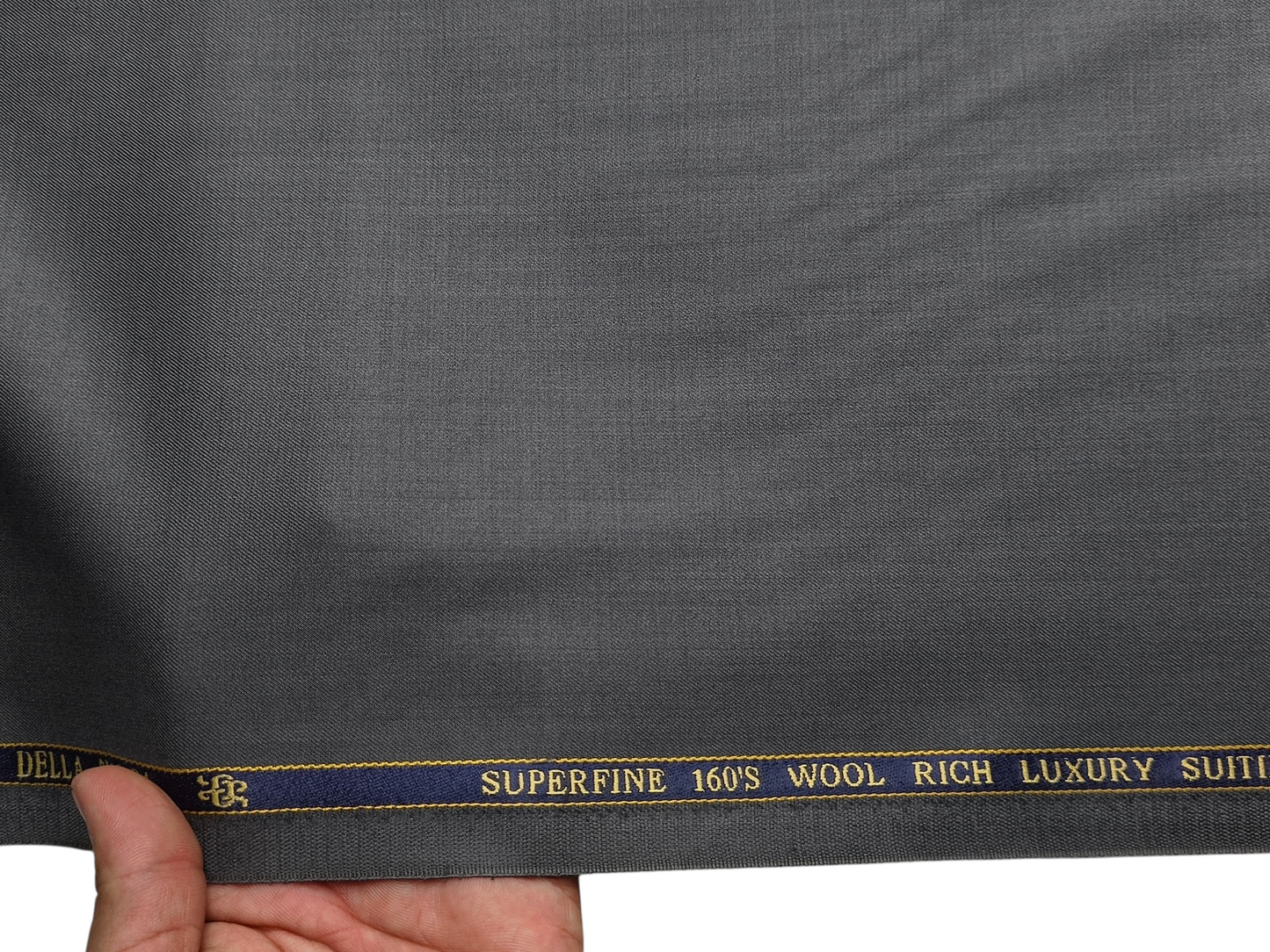 Georgia Gullini Italy Super 160s Wool Blended Premium Suiting Fabric (Metal Grey, Plain)