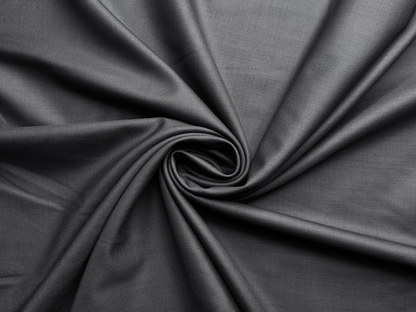Georgia Gullini Italy Super 160s Wool Blended Premium Suiting Fabric (Metal Grey, Plain)