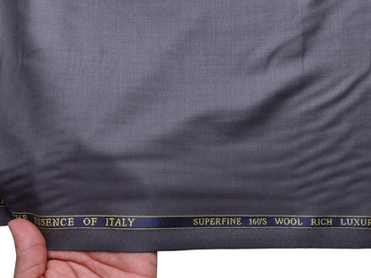 Georgia Gullini Italy Super 160s Wool Blended Premium Suiting Fabric (Steel Grey, Plain)