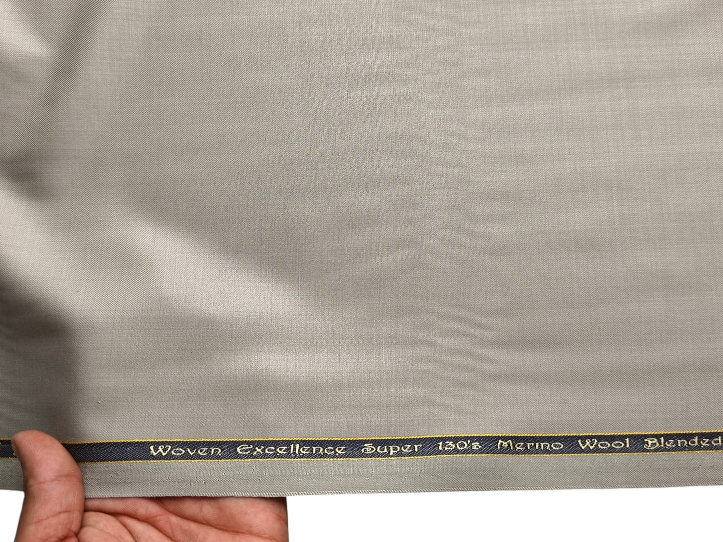 Georgia Gullini Italy Super 130s Wool Blended Premium Suiting Fabric (Stone Beige, Plain)