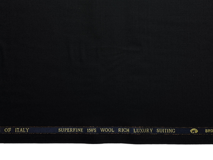 Georgia Gullini Italy Super 150s Wool Blended Premium Suiting Fabric (Black, Plain)