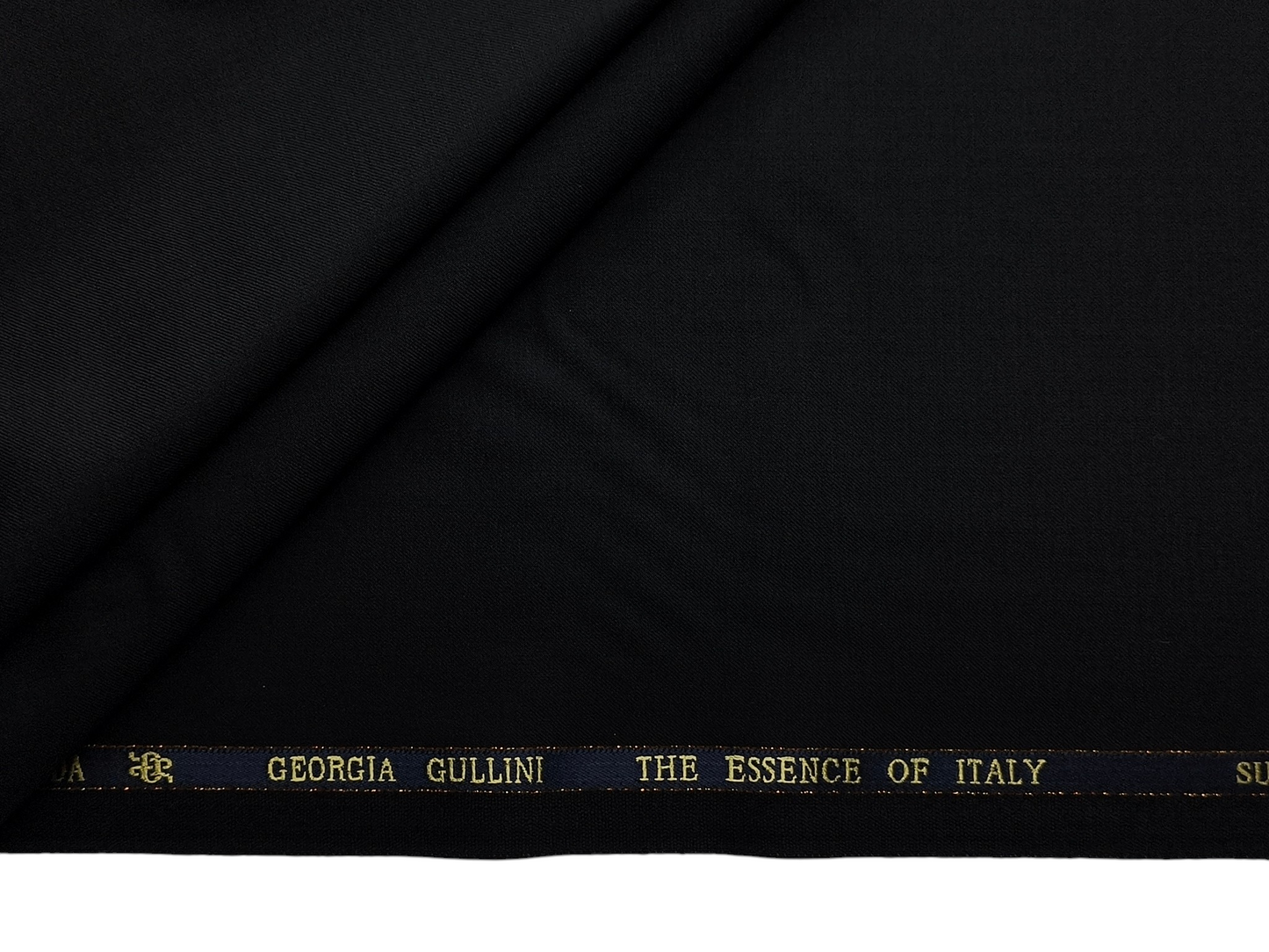 Georgia Gullini Italy Super 150s Wool Blended Premium Suiting Fabric (Black, Plain)
