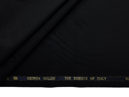 Georgia Gullini Italy Super 150s Wool Blended Premium Suiting Fabric (Black, Plain)