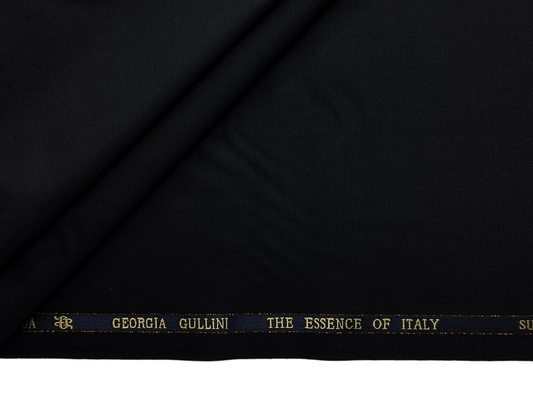 Georgia Gullini Italy Super 150s Wool Blended Premium Suiting Fabric (Black, Plain)