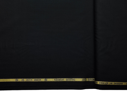 Georgia Gullini Italy Super 150s Wool Blended Premium Suiting Fabric (Black, Plain)