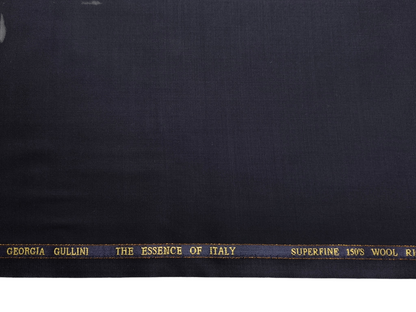 Georgia Gullini Italy Super 150s Wool Blended Premium Suiting Fabric (Dark Navy Blue, Plain)