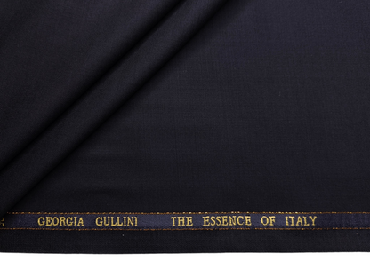 Georgia Gullini Italy Super 150s Wool Blended Premium Suiting Fabric (Dark Navy Blue, Plain)