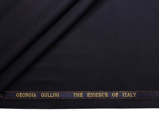 Georgia Gullini Italy Super 150s Wool Blended Premium Suiting Fabric (Dark Navy Blue, Plain)